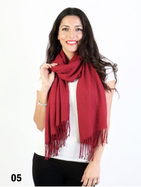 Solid Color Shawl Scarf W/ Tassels